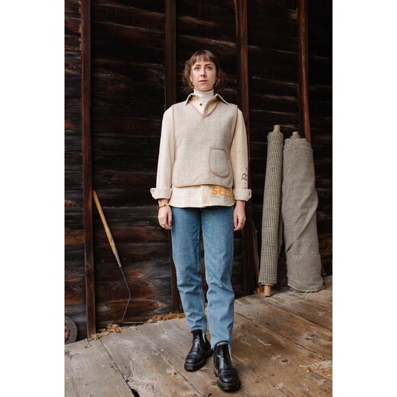 SLOW PROCESS Sz 1 Windrow Vest Wool AW22 Sustainable Made in Vermont - Picture 1 of 12